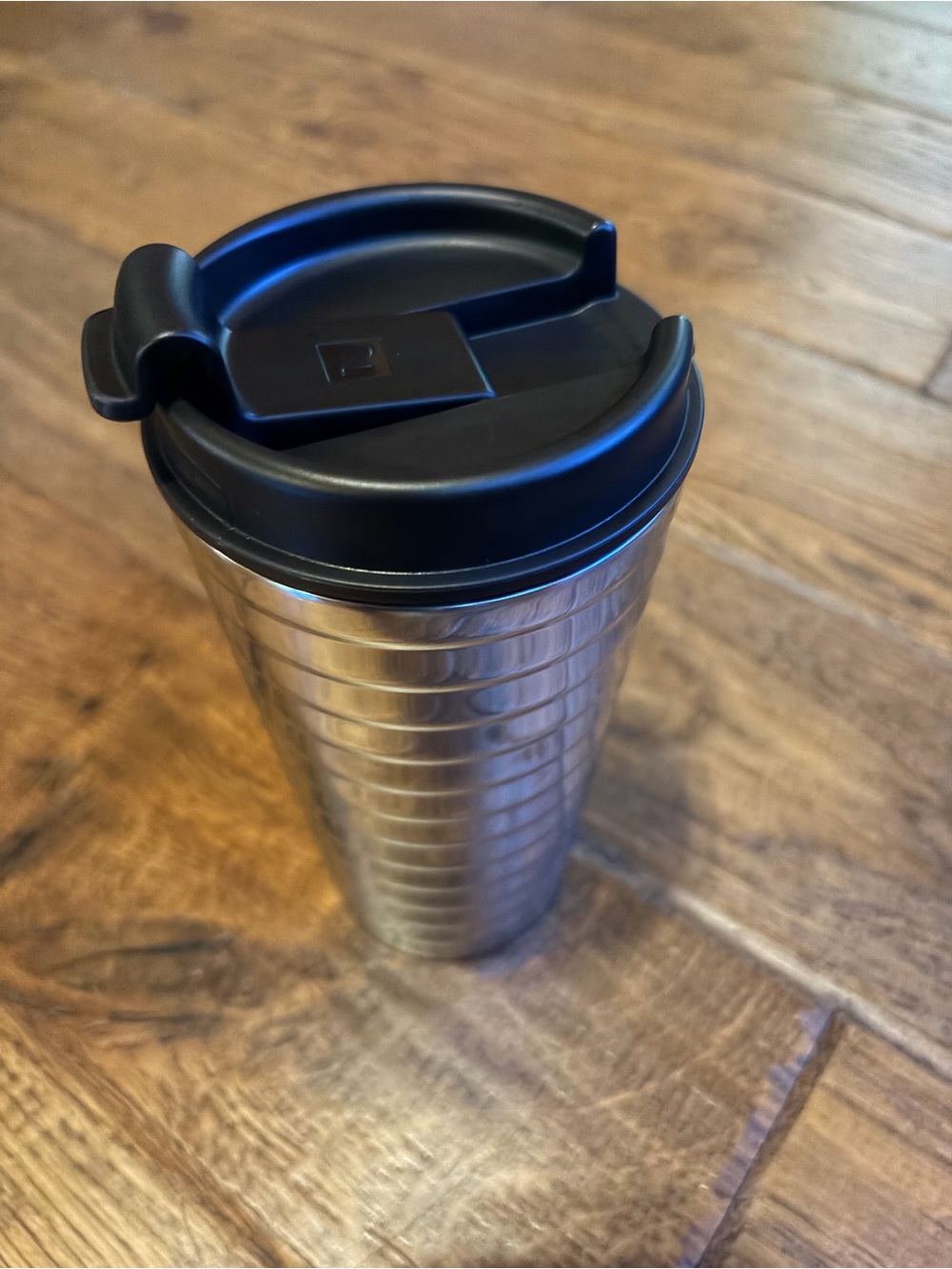 Nespresso Silver Stainless Steel Travel Mug with Black Lid